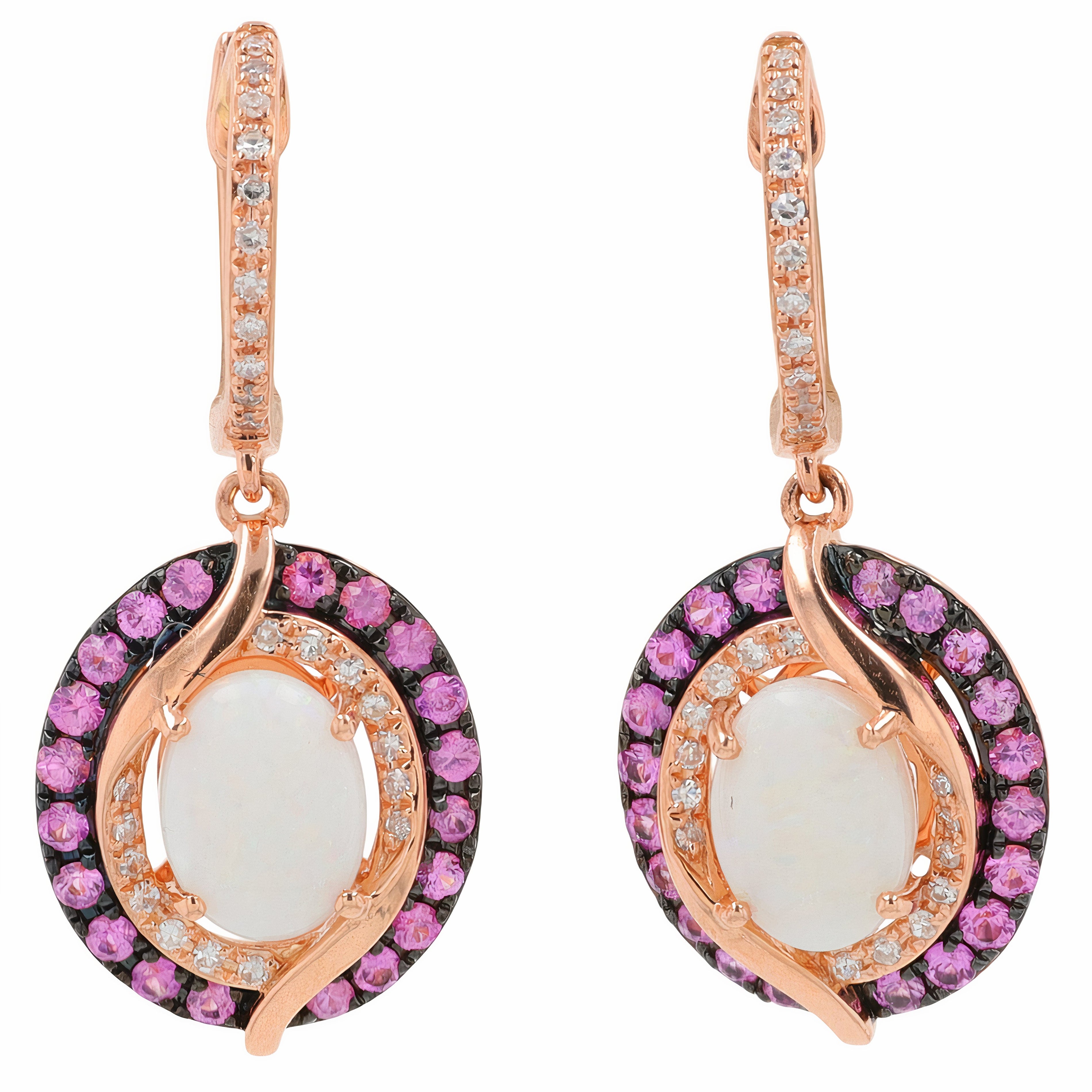 14K EFFY RG 2.05 CTW Opal Halo Earrings