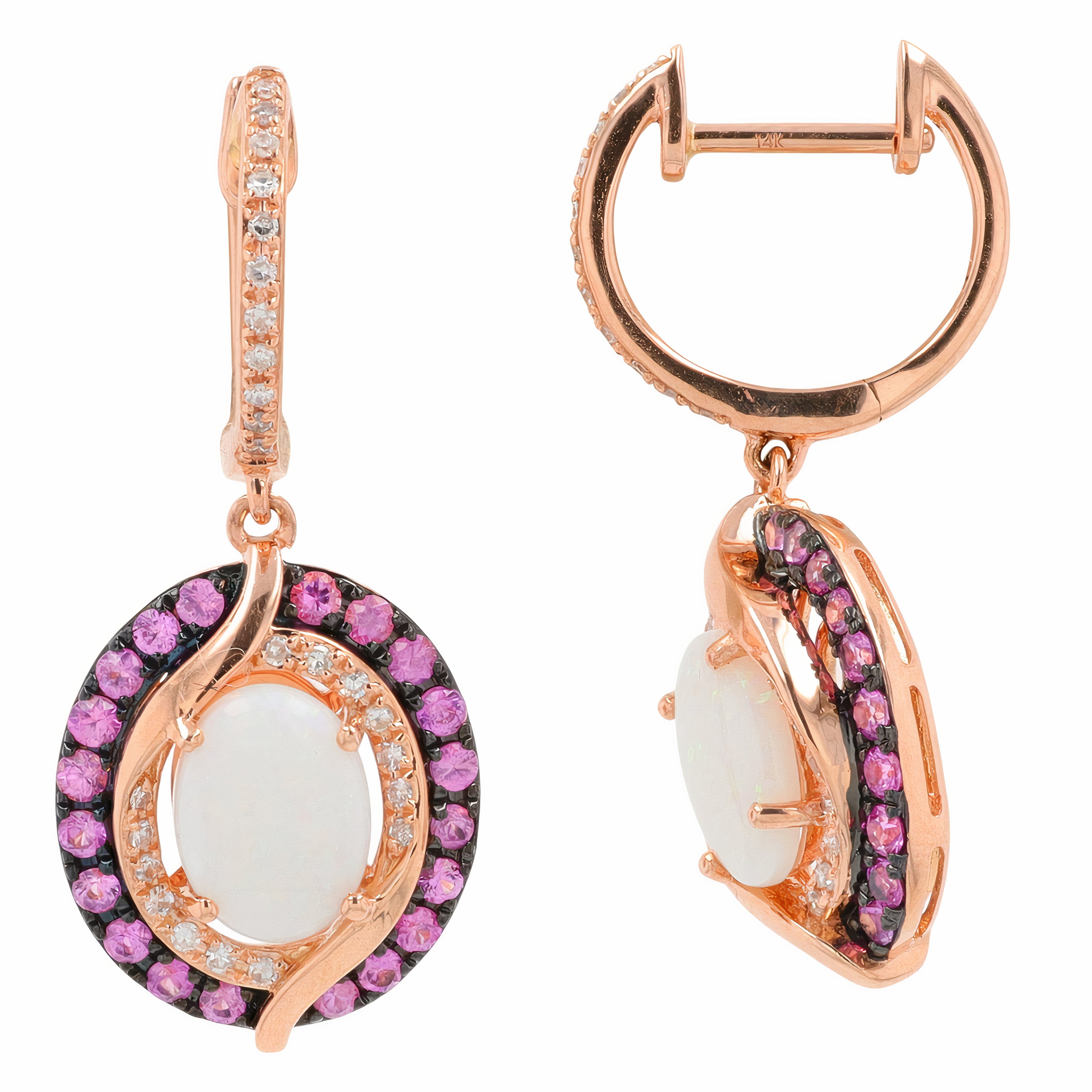 14K EFFY RG 2.05 CTW Opal Halo Earrings