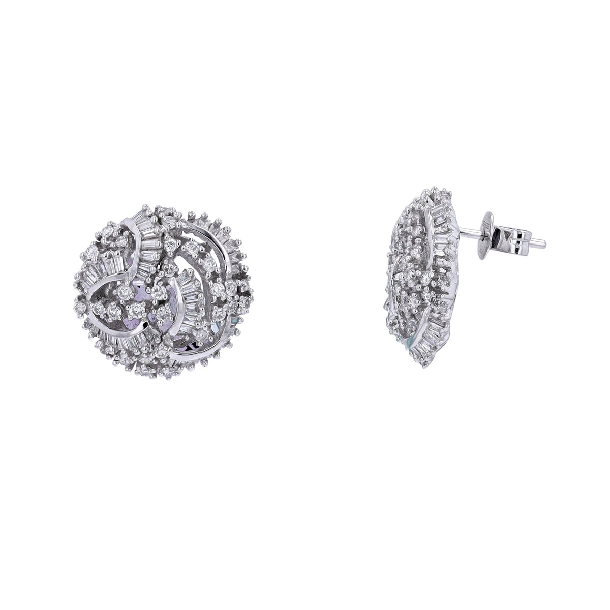 14K EFFY WG 1.43 CTW Diamond Cluster Earrings