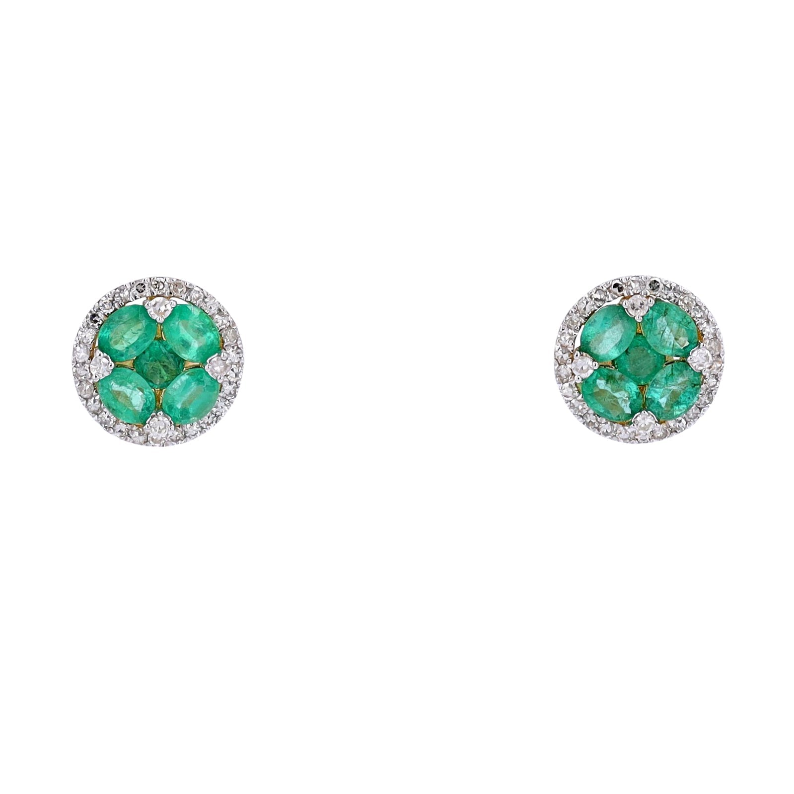 14K Gemstone Cluster Halo Studs <p><strong>More Colors Available</p></strong>