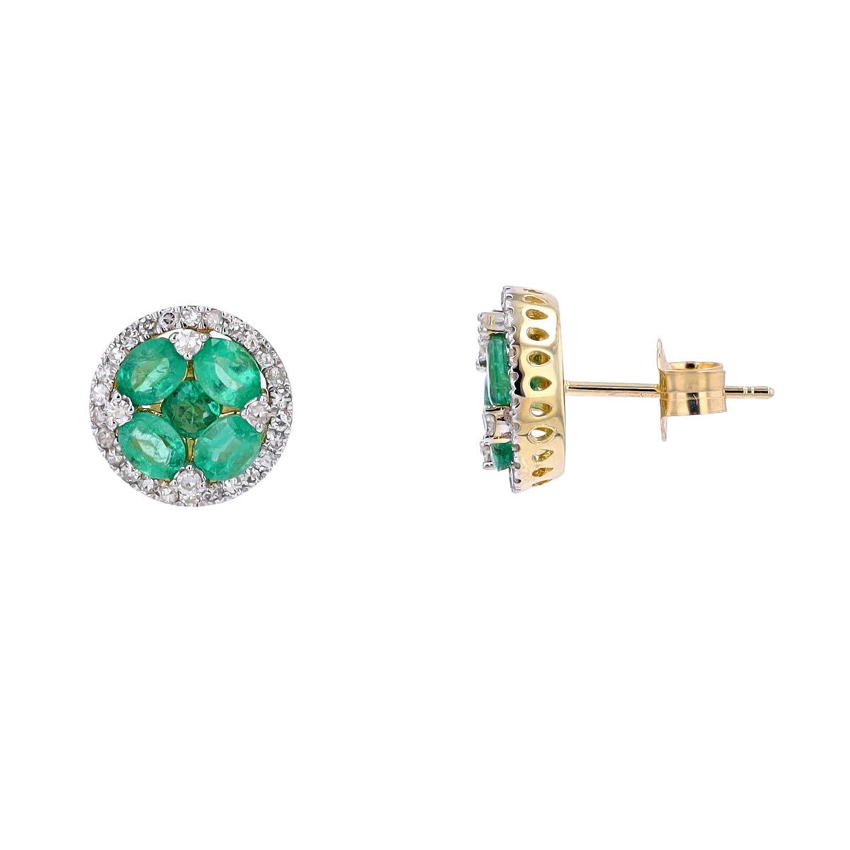 14K Gemstone Cluster Halo Studs <p><strong>More Colors Available</p></strong>