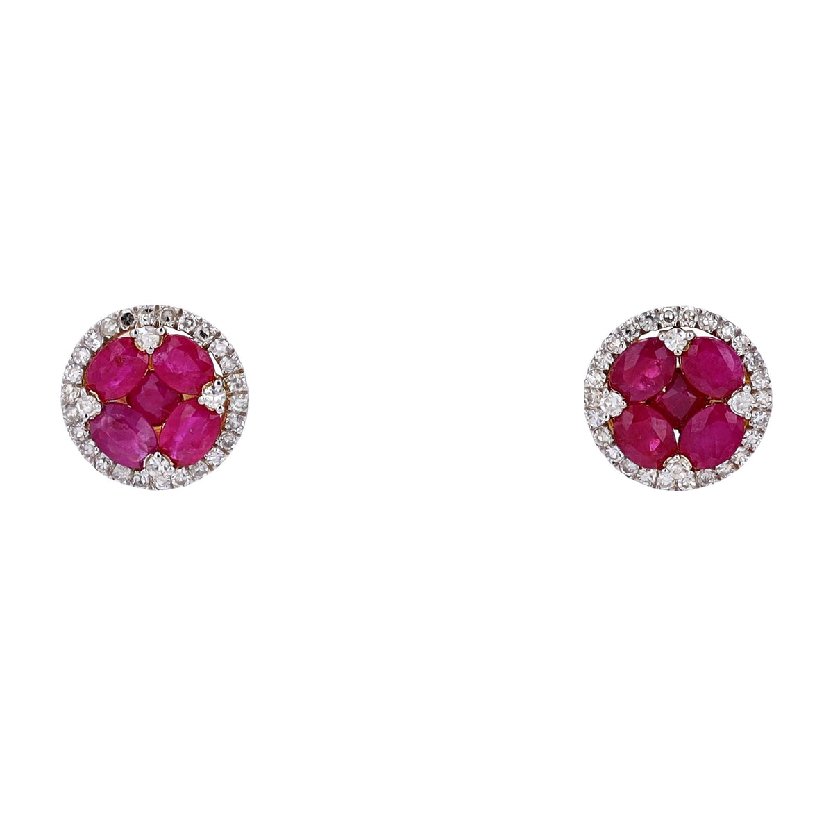 14K Gemstone Cluster Halo Studs <p><strong>More Colors Available</p></strong>