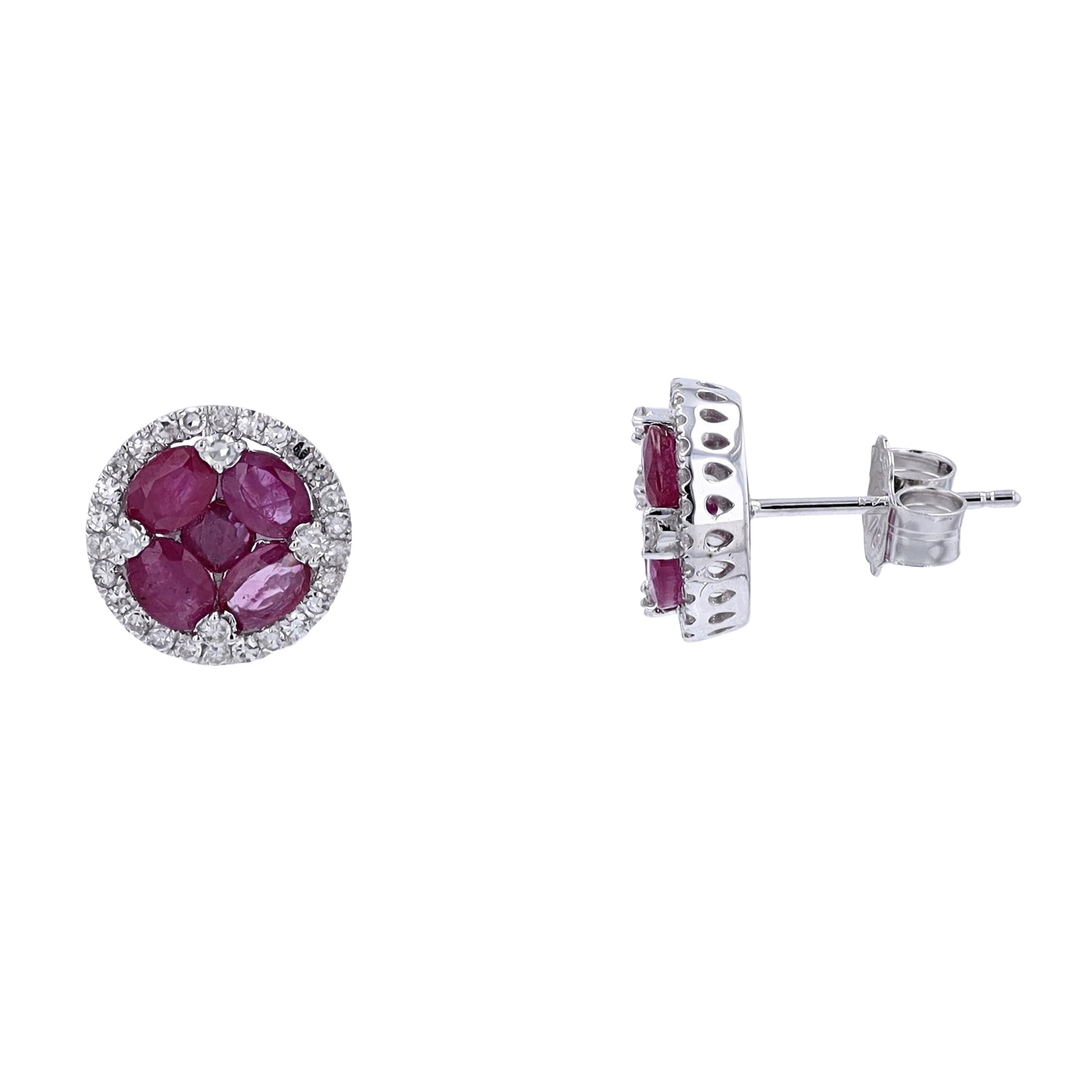 14K Gemstone Cluster Halo Studs <p><strong>More Colors Available</p></strong>
