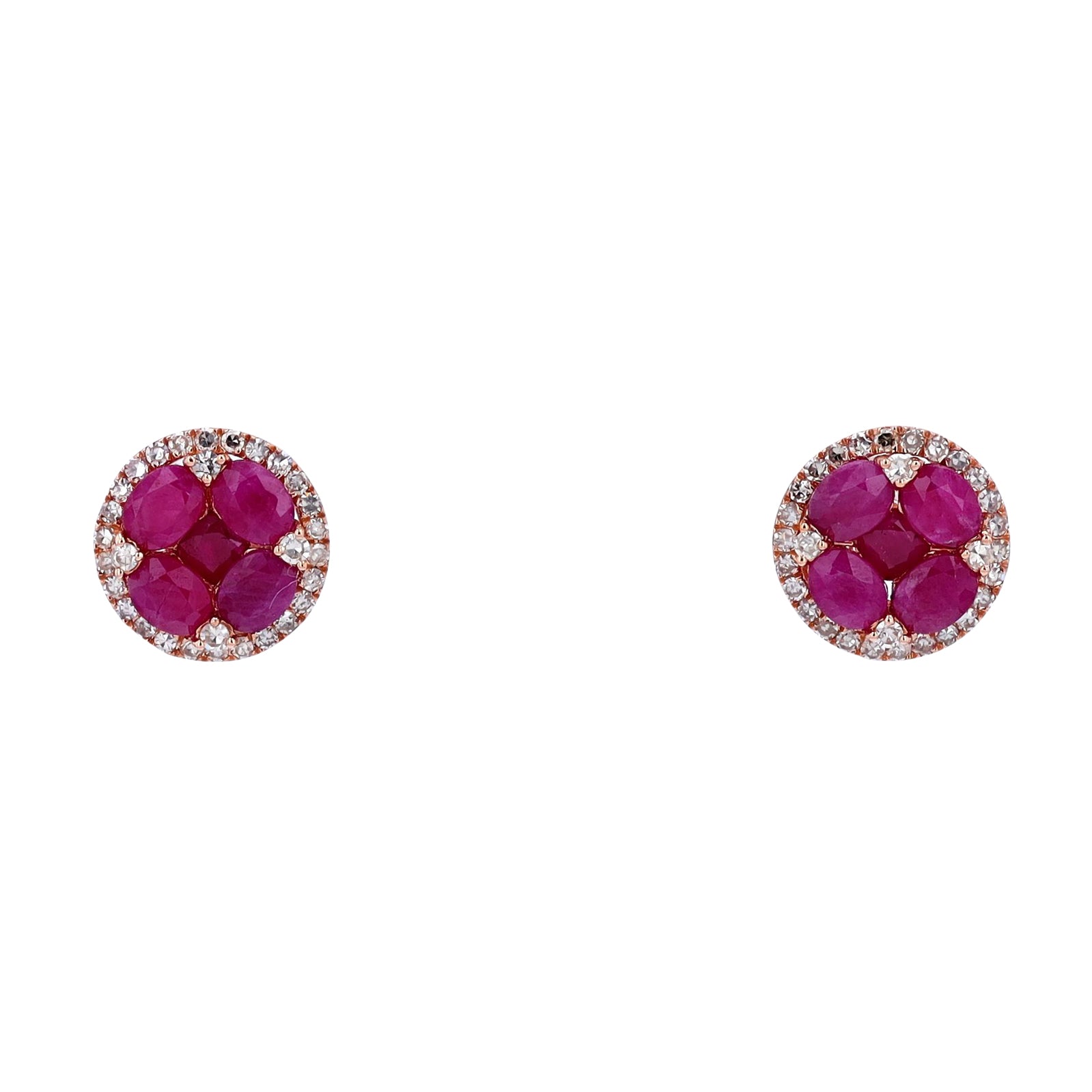 14K Gemstone Cluster Halo Studs <p><strong>More Colors Available</p></strong>