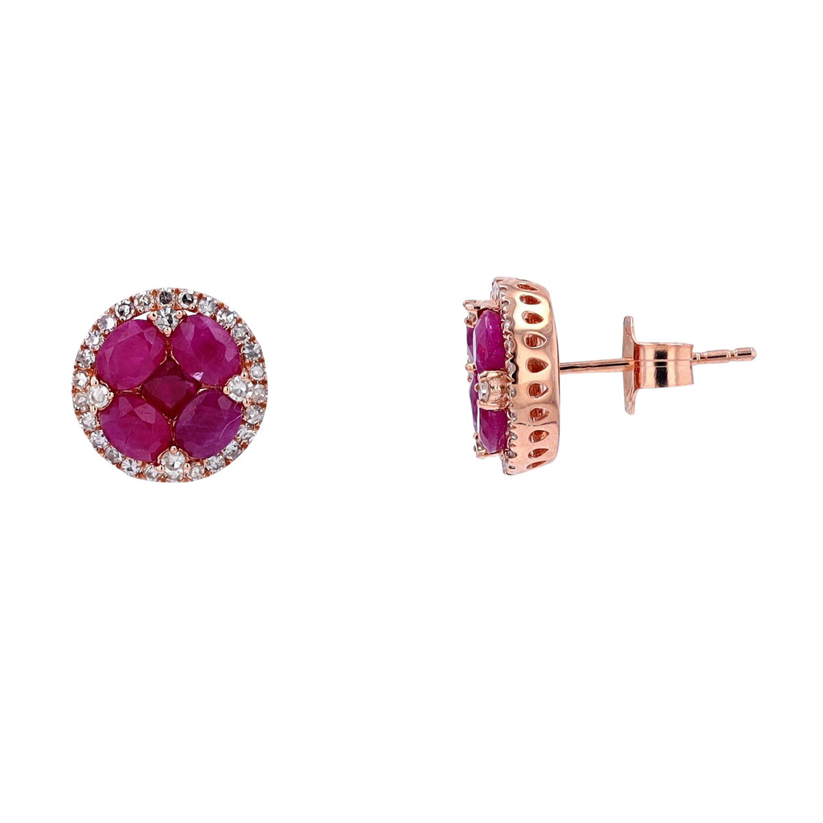 14K Gemstone Cluster Halo Studs <p><strong>More Colors Available</p></strong>