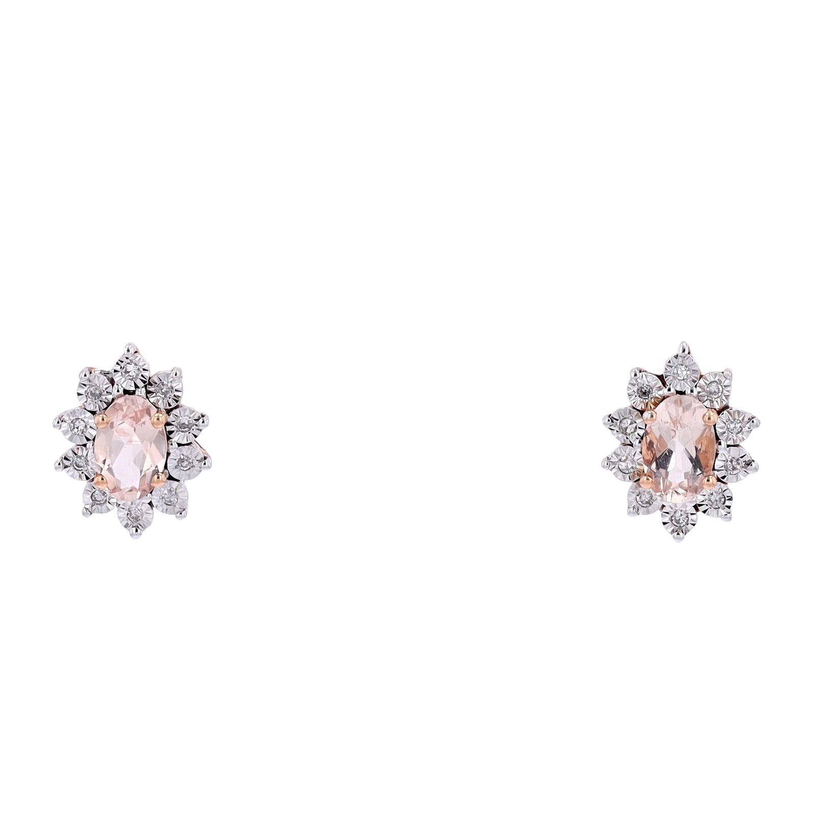 10K TT Morganite Halo Studs