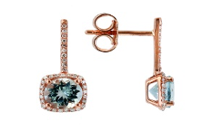 14K 1.50 CT Aqua Halo Earrings