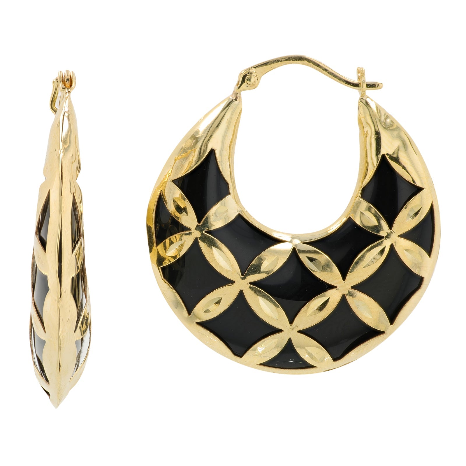 10K YG Onyx Earrings