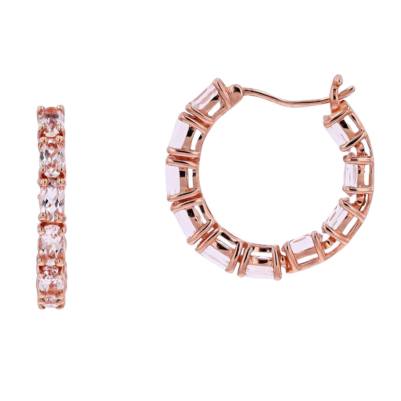 10K RG Morganite Inside-Out Hoops