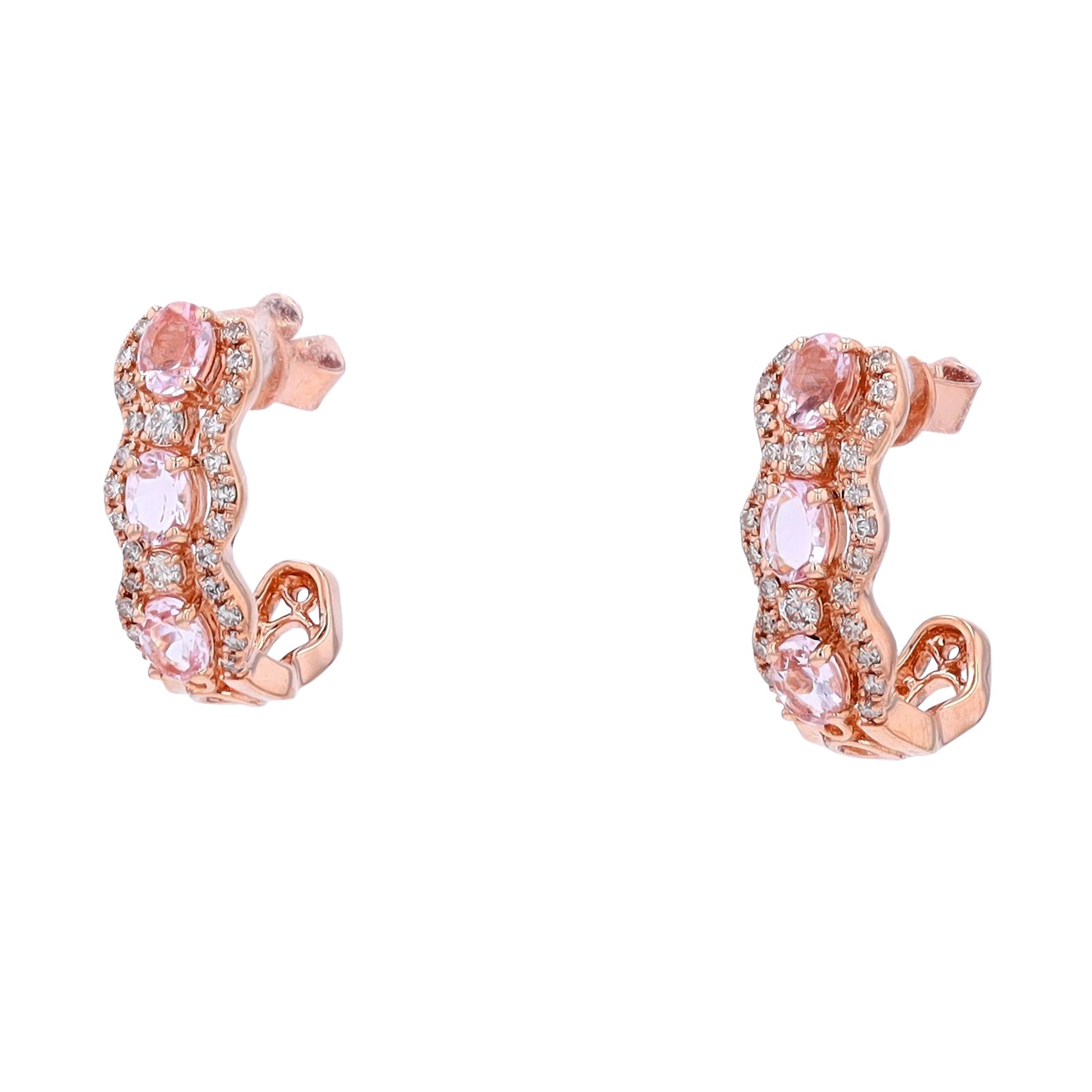 14K RG 1 CT Morganite J-Hoops