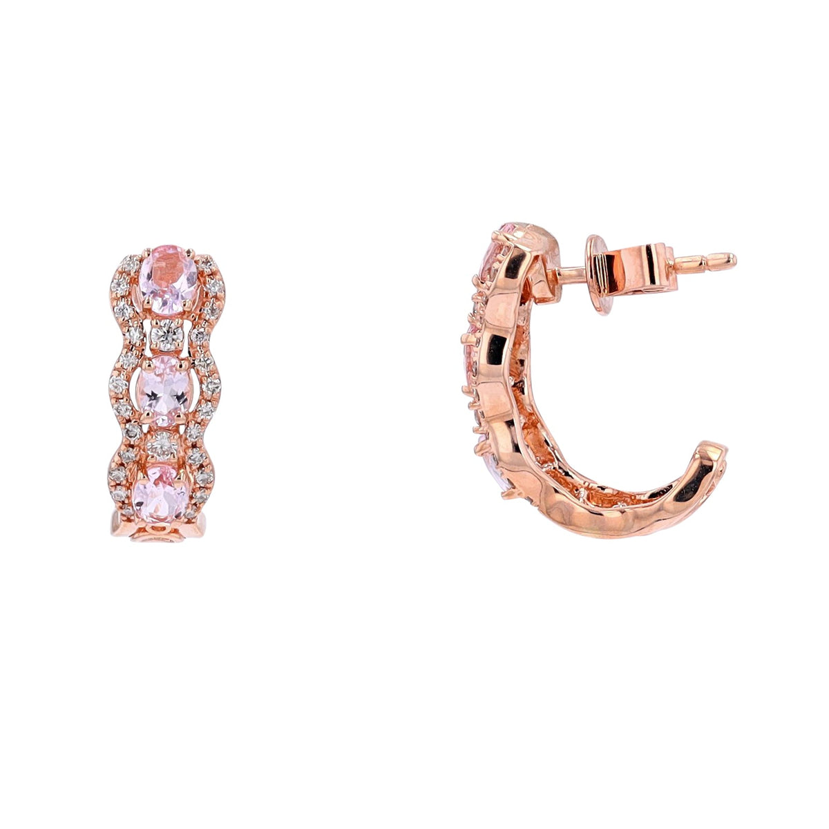 14K RG 1 CT Morganite J-Hoops
