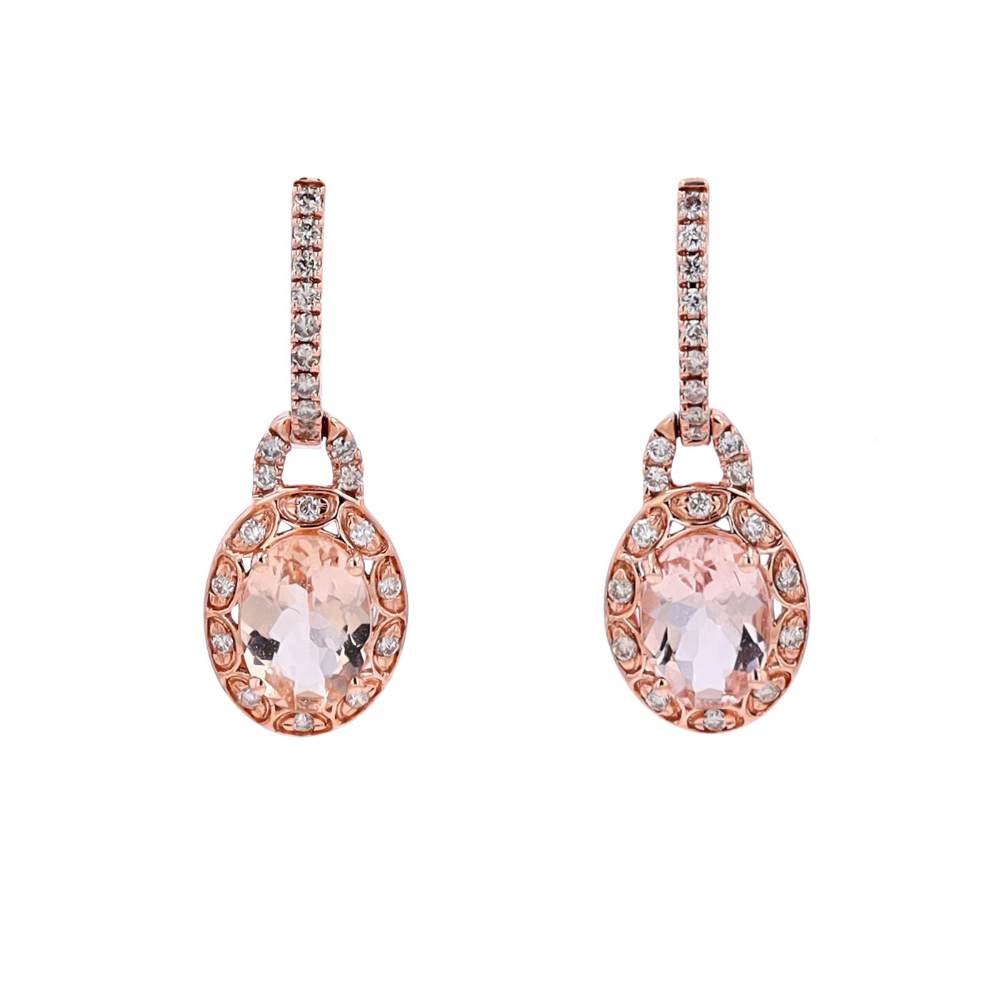 14K RG 1.34 CT Morganite Earrings