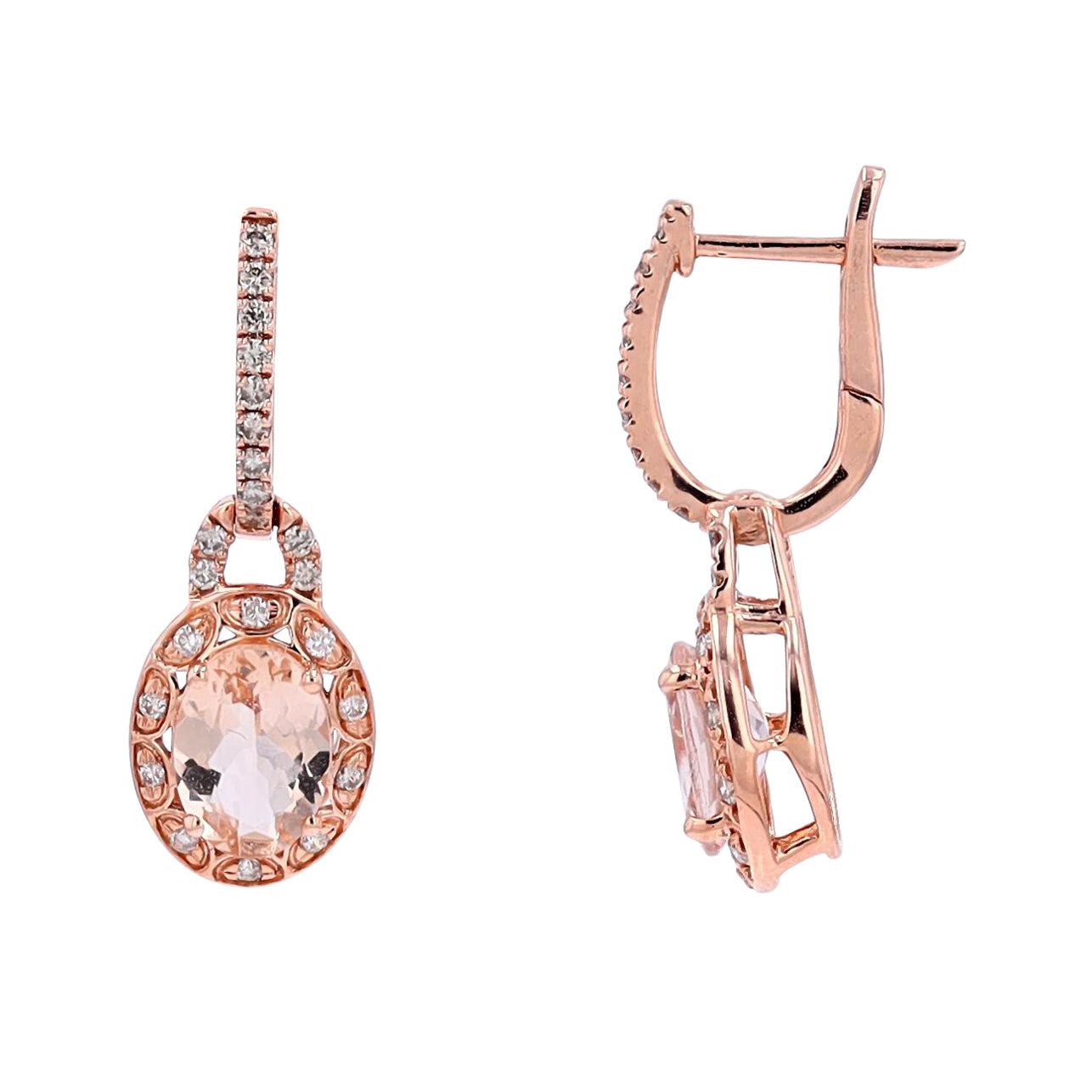 14K RG 1.34 CT Morganite Earrings