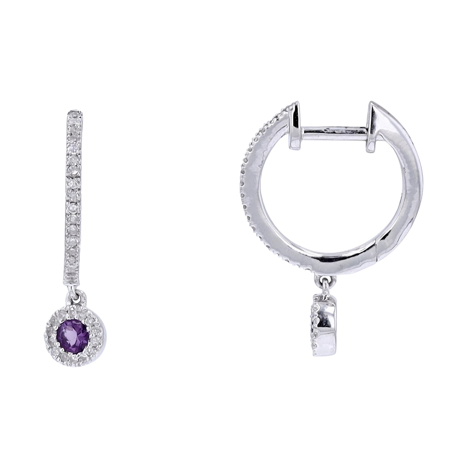 10K WG Gemstone Dangle Huggies<p><strong>More Colors Available</p></strong>