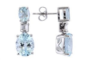 14K EFFY WG 4.20 CT Aqua Earrings