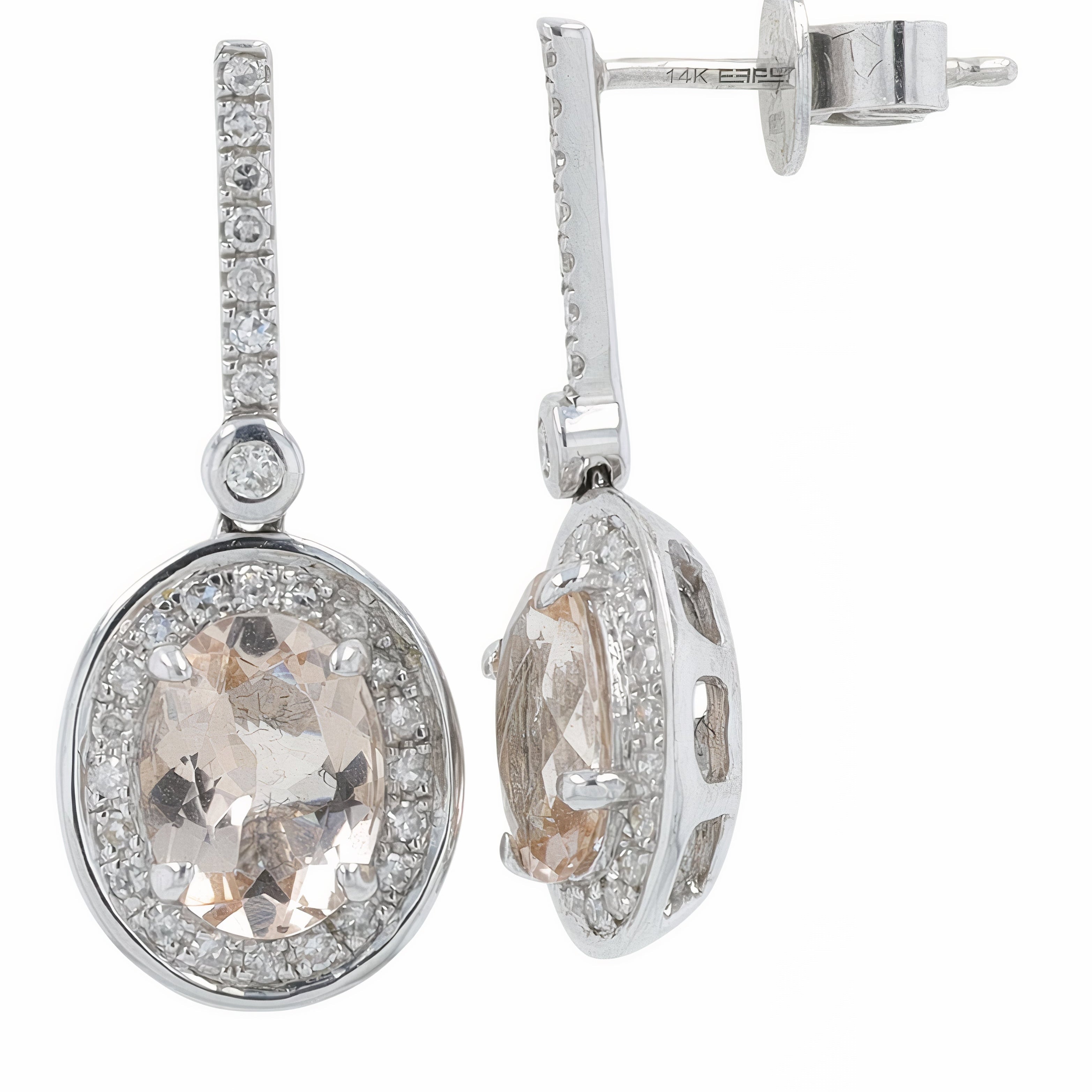 14K EFFY WG 2.10 CTW Morganite Earrings