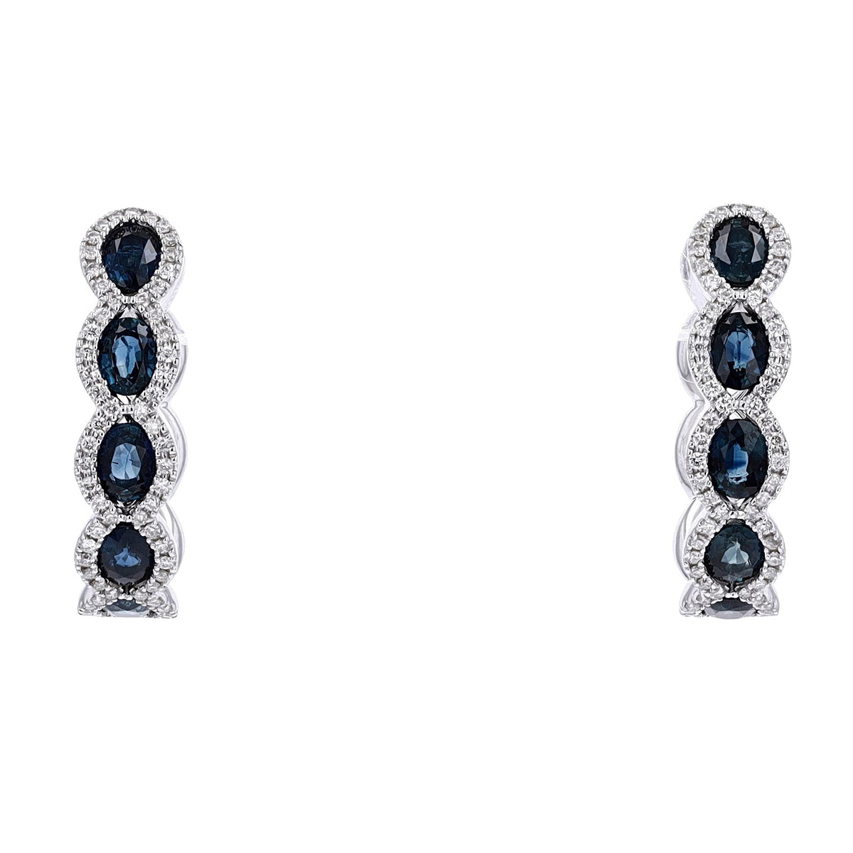 14K WG Sapphire Hoops
