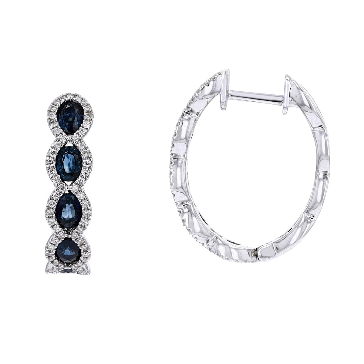 14K WG Sapphire Hoops