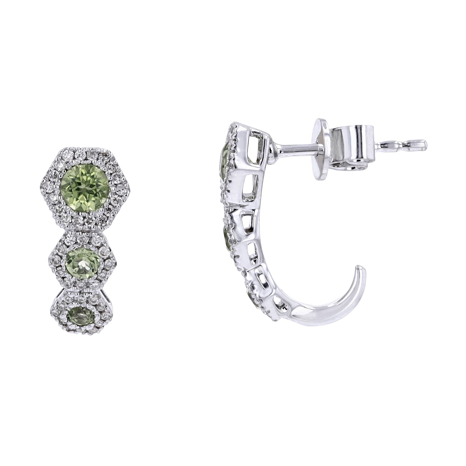 10K WG Gemstone J-Hoop Earrings<p><strong>More Colors Available</p></strong>