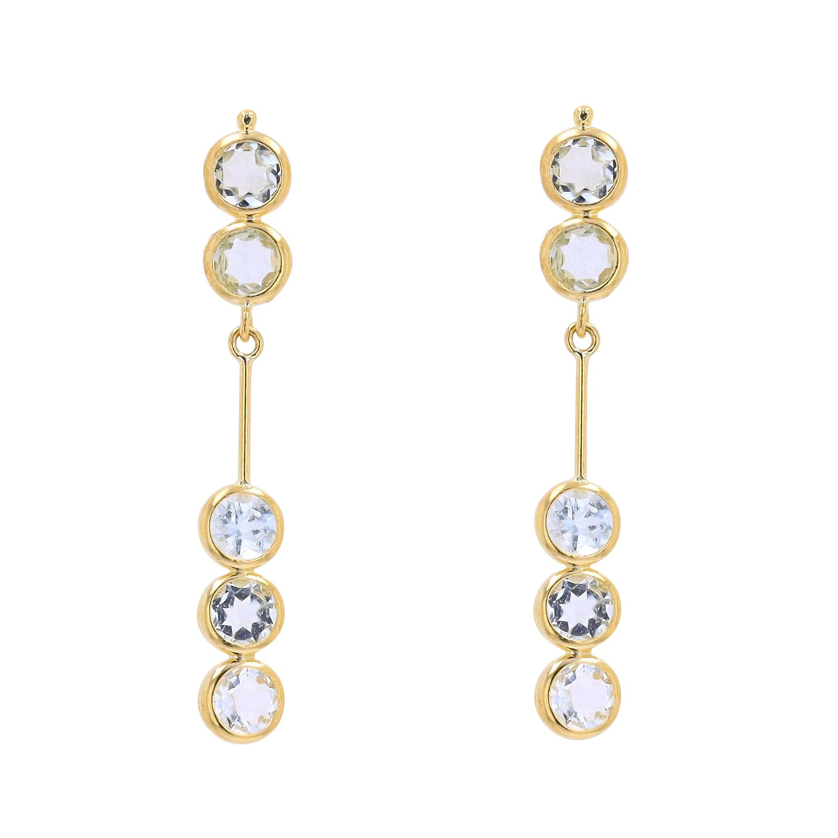 18K YG Bezel Set Aqua Earrings