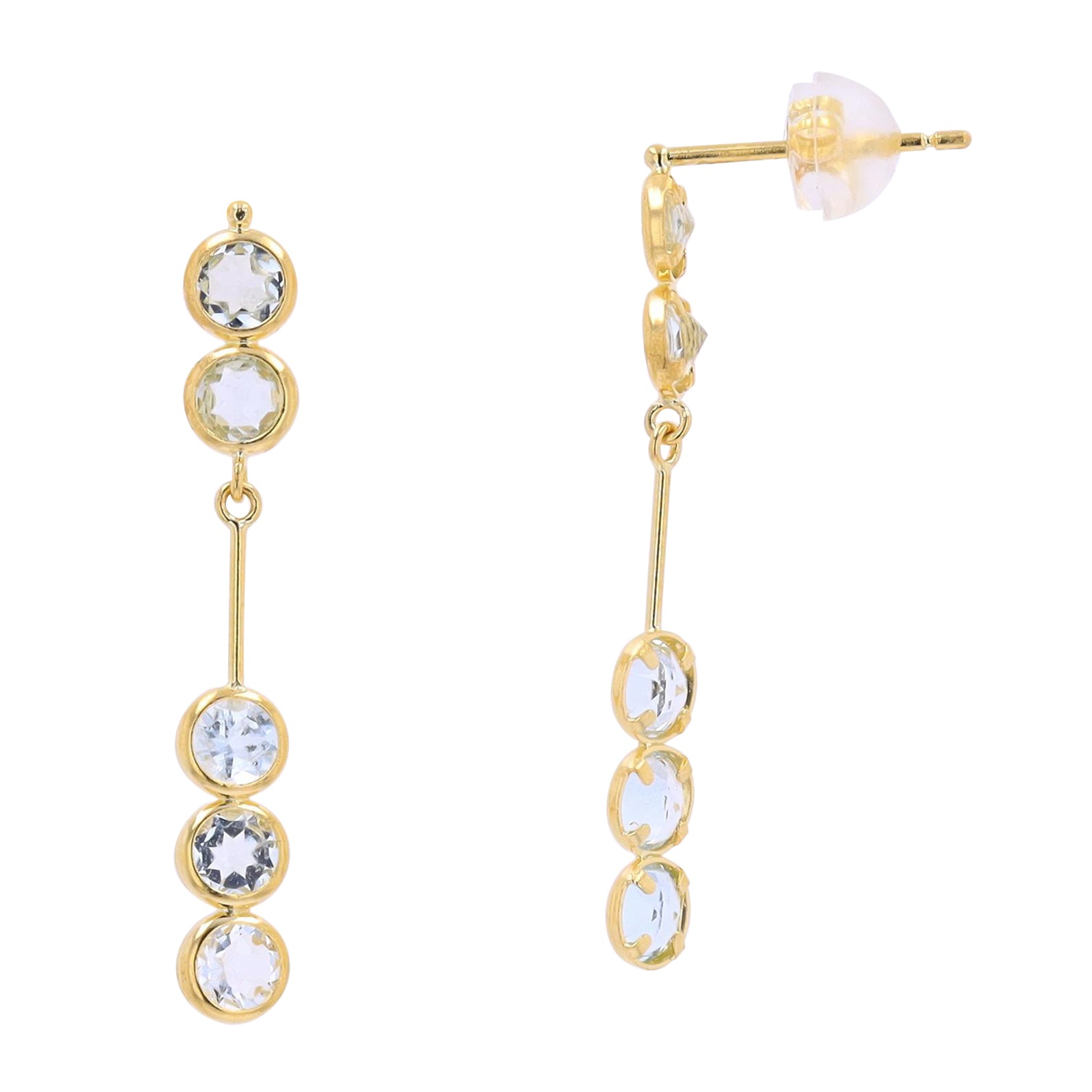 18K YG Bezel Set Aqua Earrings