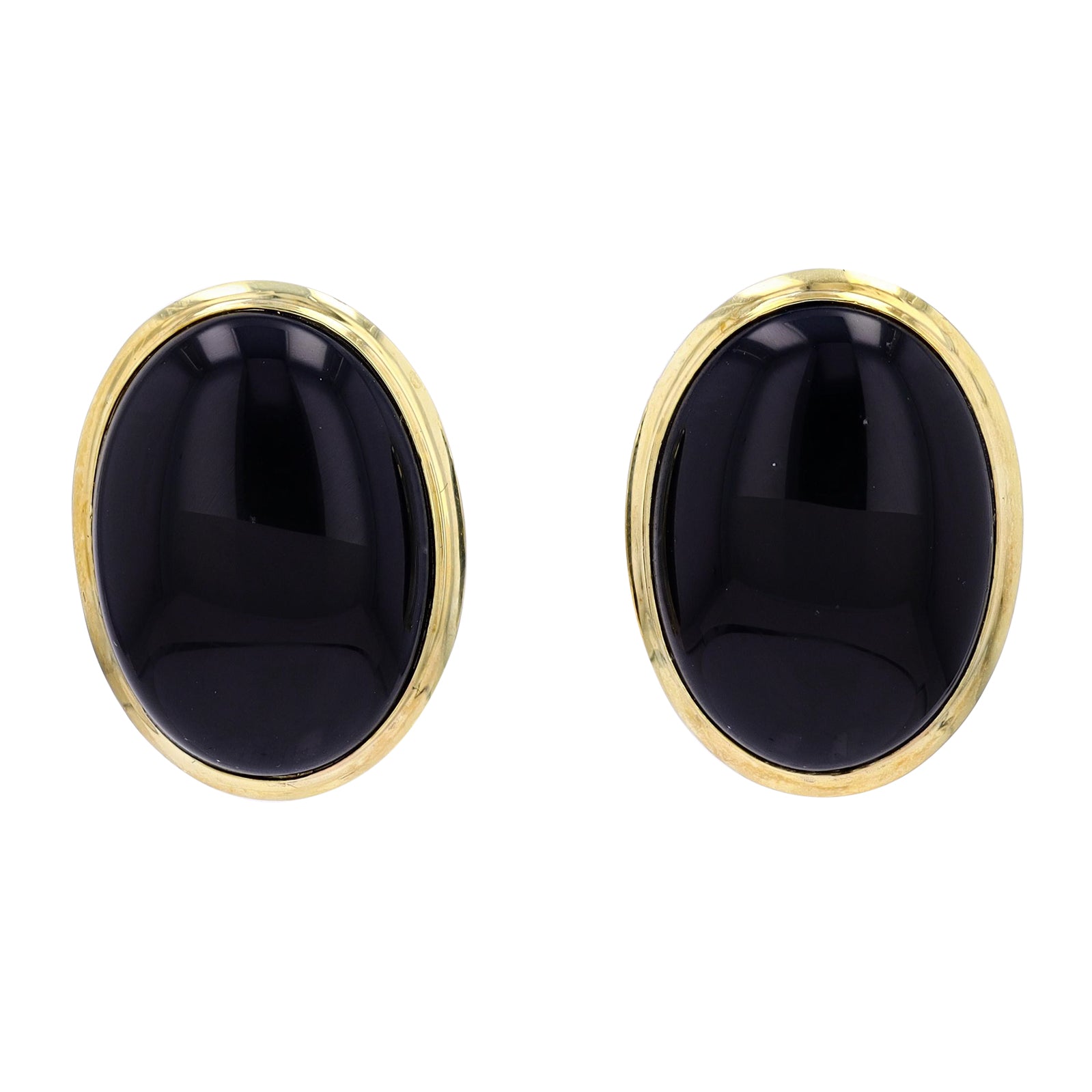 14K YG Onyx Oval Earrings
