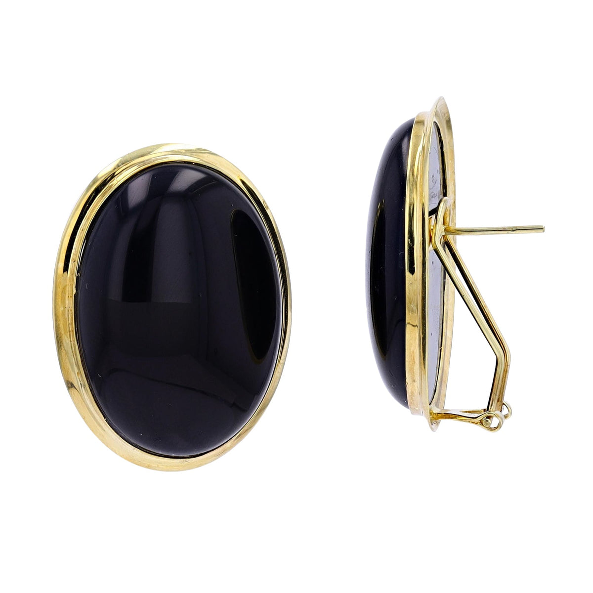 14K YG Onyx Oval Earrings