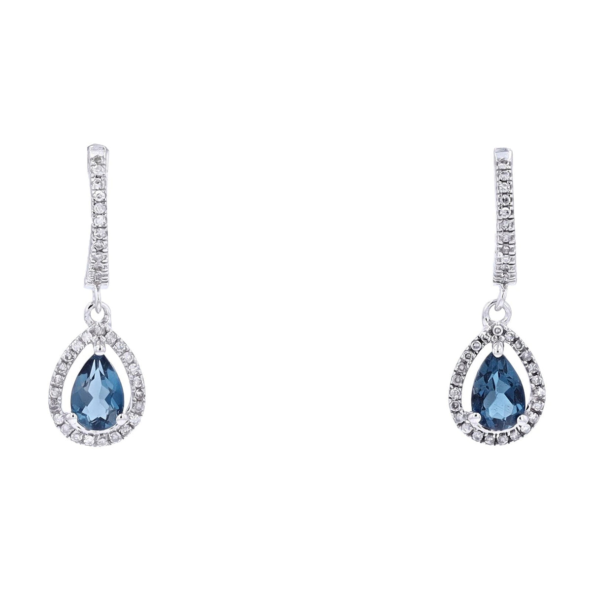 14K WG Gemstone & Diamond Halo Earrings<p><strong>More Colors Available</p></strong>