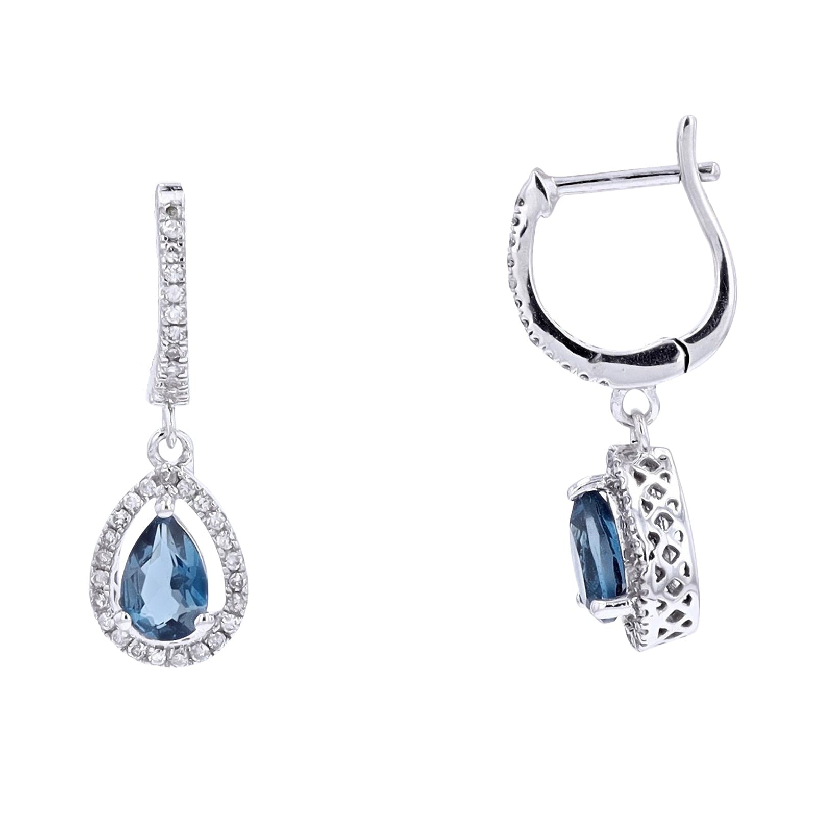 14K WG Gemstone & Diamond Halo Earrings<p><strong>More Colors Available</p></strong>