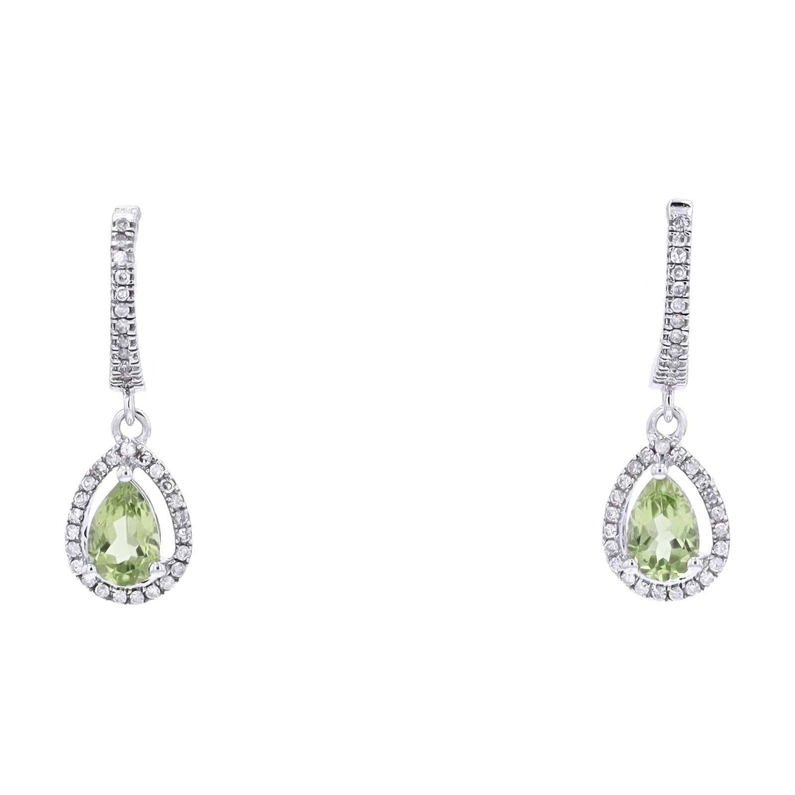 14K WG Gemstone & Diamond Halo Earrings<p><strong>More Colors Available</p></strong>