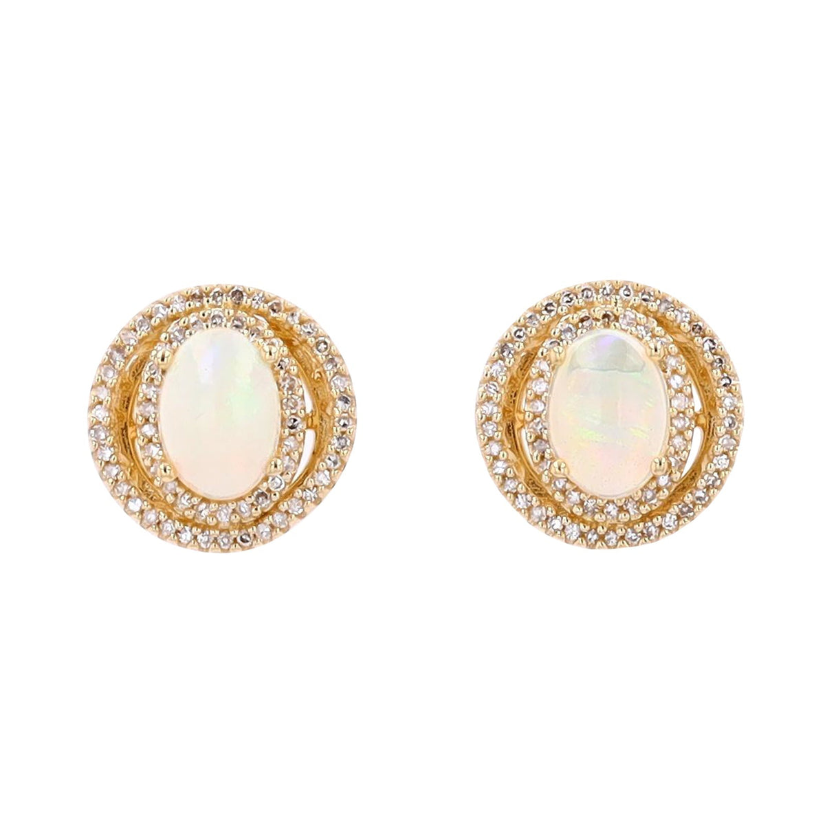14K Gemstone & Diamond Double Halo Earrings <p><strong>More Colors Available</p></strong>
