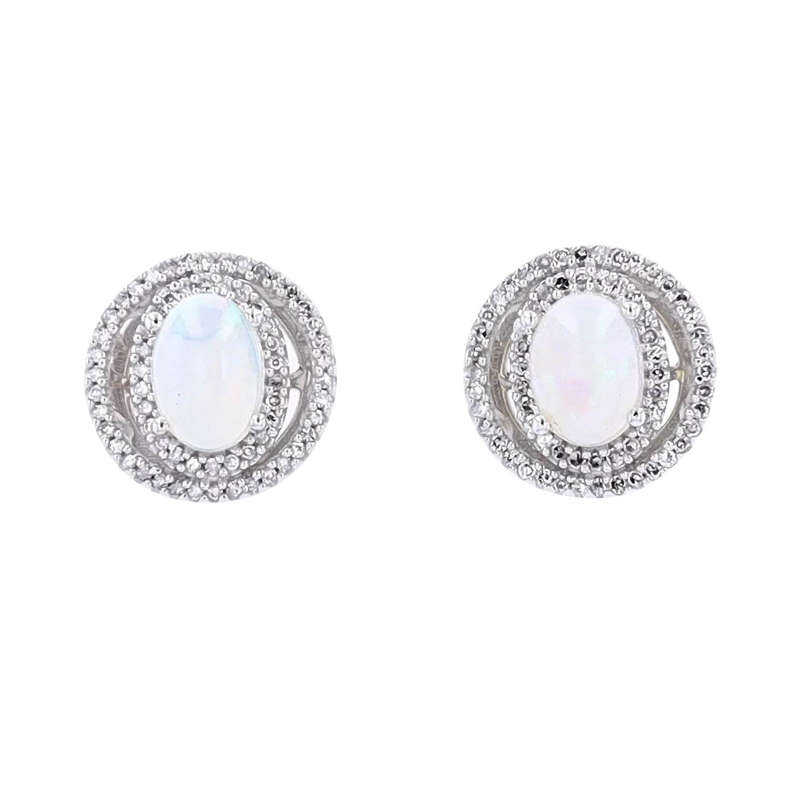 14K Gemstone & Diamond Double Halo Earrings <p><strong>More Colors Available</p></strong>