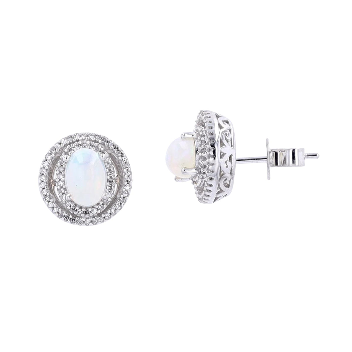 14K Gemstone & Diamond Double Halo Earrings <p><strong>More Colors Available</p></strong>