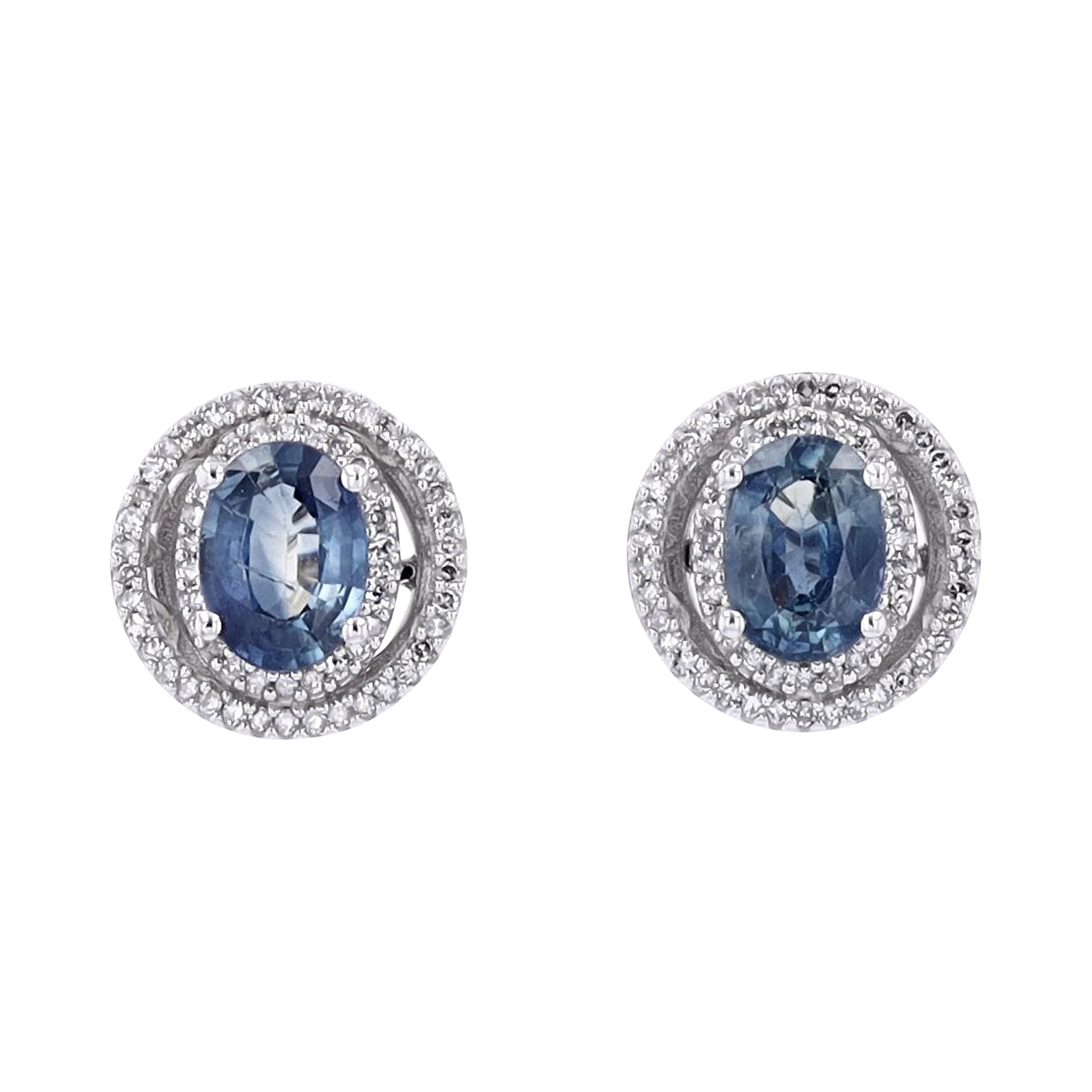 14K Gemstone & Diamond Double Halo Earrings <p><strong>More Colors Available</p></strong>