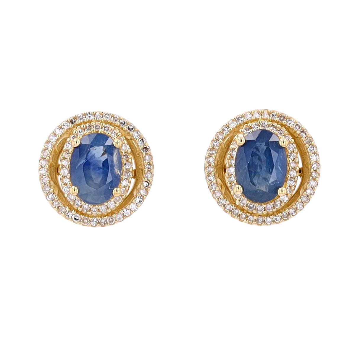 14K Gemstone & Diamond Double Halo Earrings <p><strong>More Colors Available</p></strong>