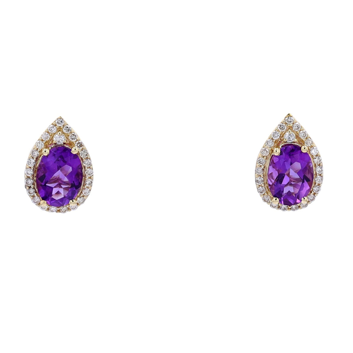 10K YG Amethyst Drop Studs