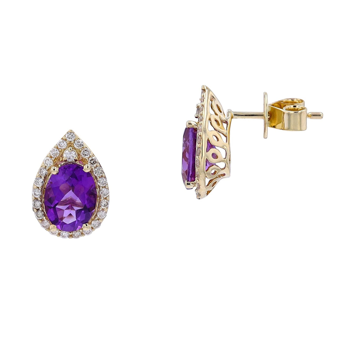 10K YG Amethyst Drop Studs