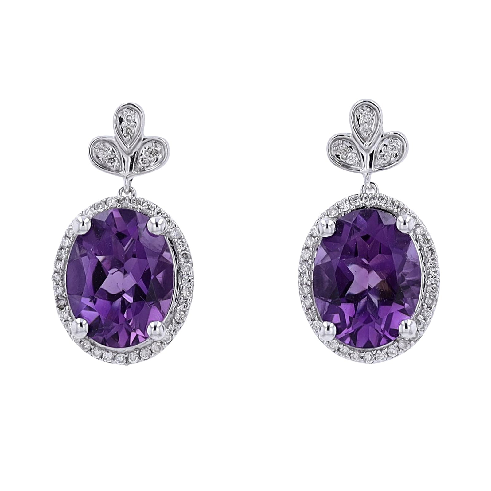 10K WG Amethyst Center Earrings