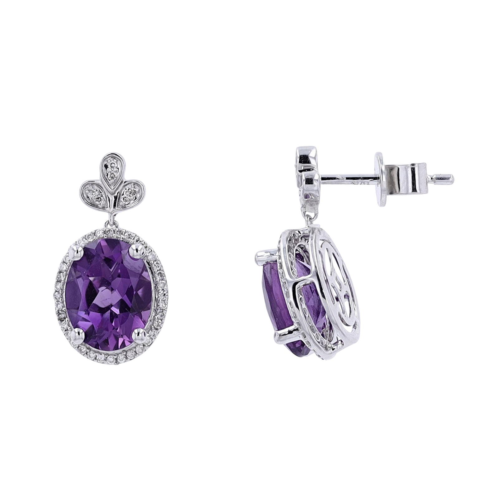 10K WG Amethyst Center Earrings