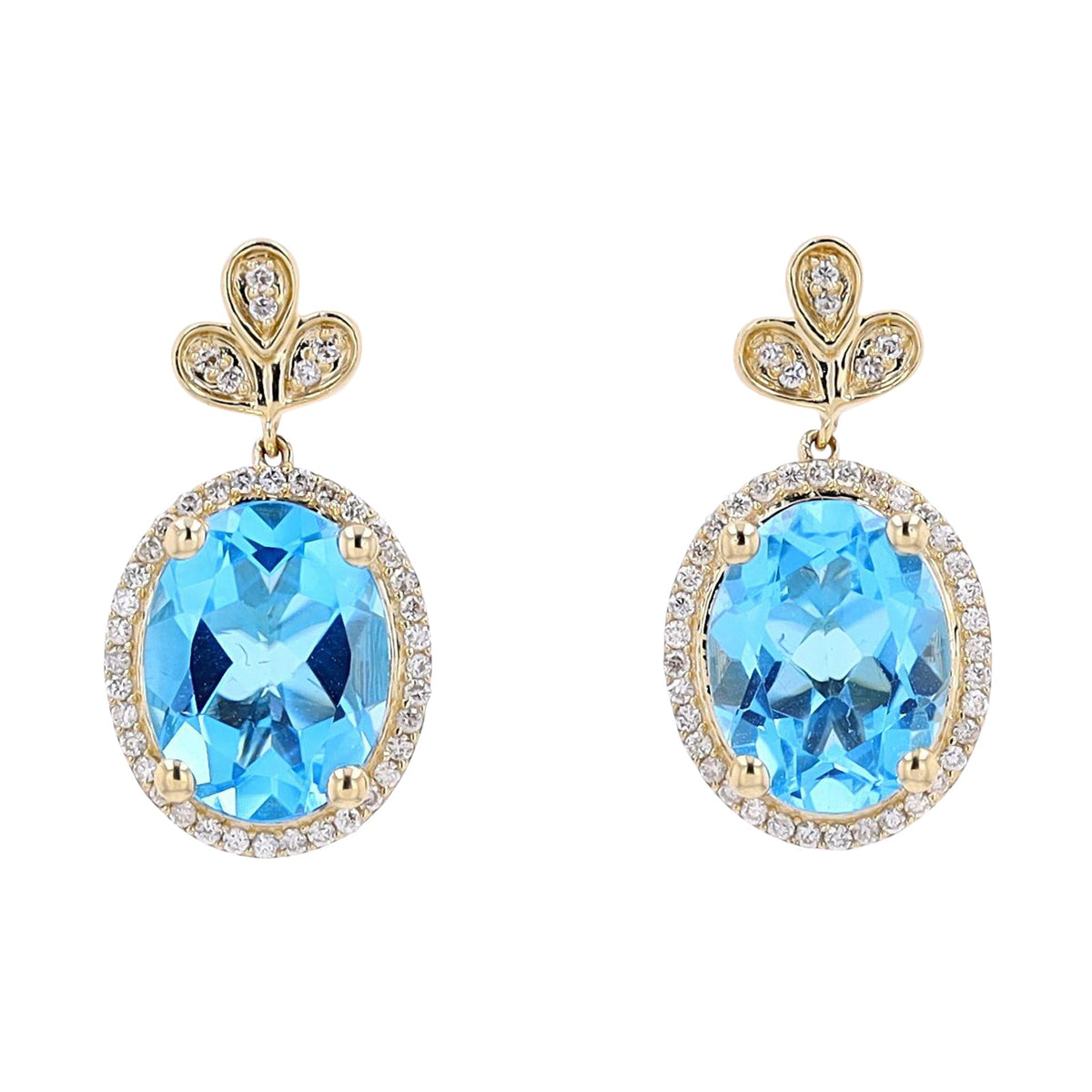 10K YG Blue Topaz Center Earrings