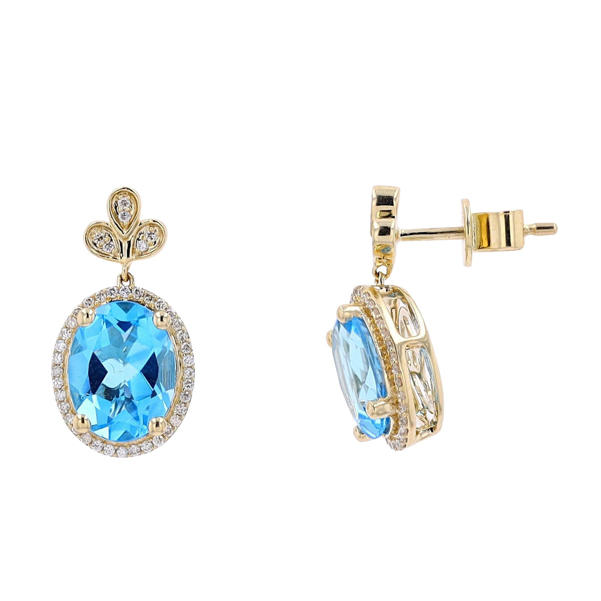 10K YG Blue Topaz Center Earrings