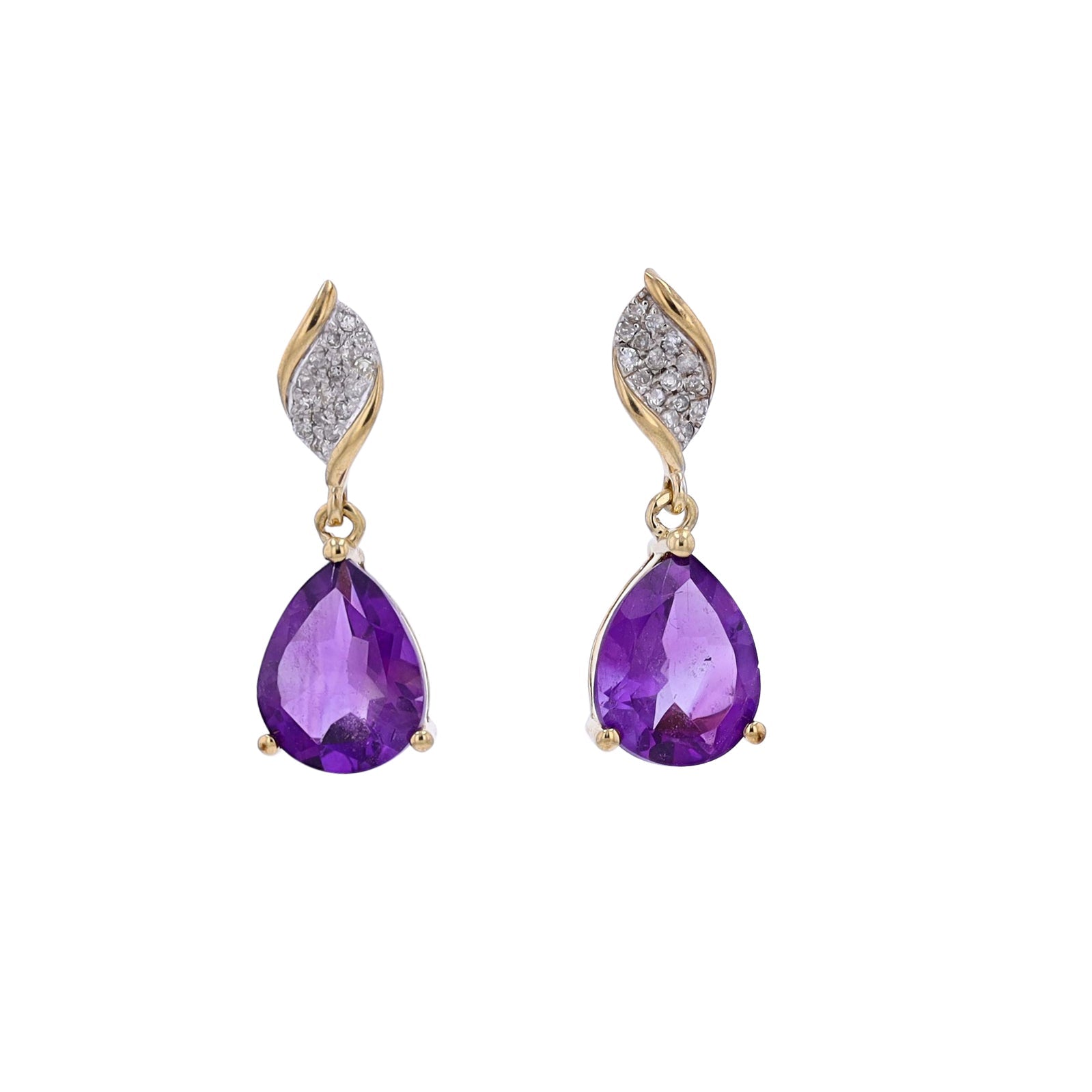 10K YG Amethyst Drop Earrings