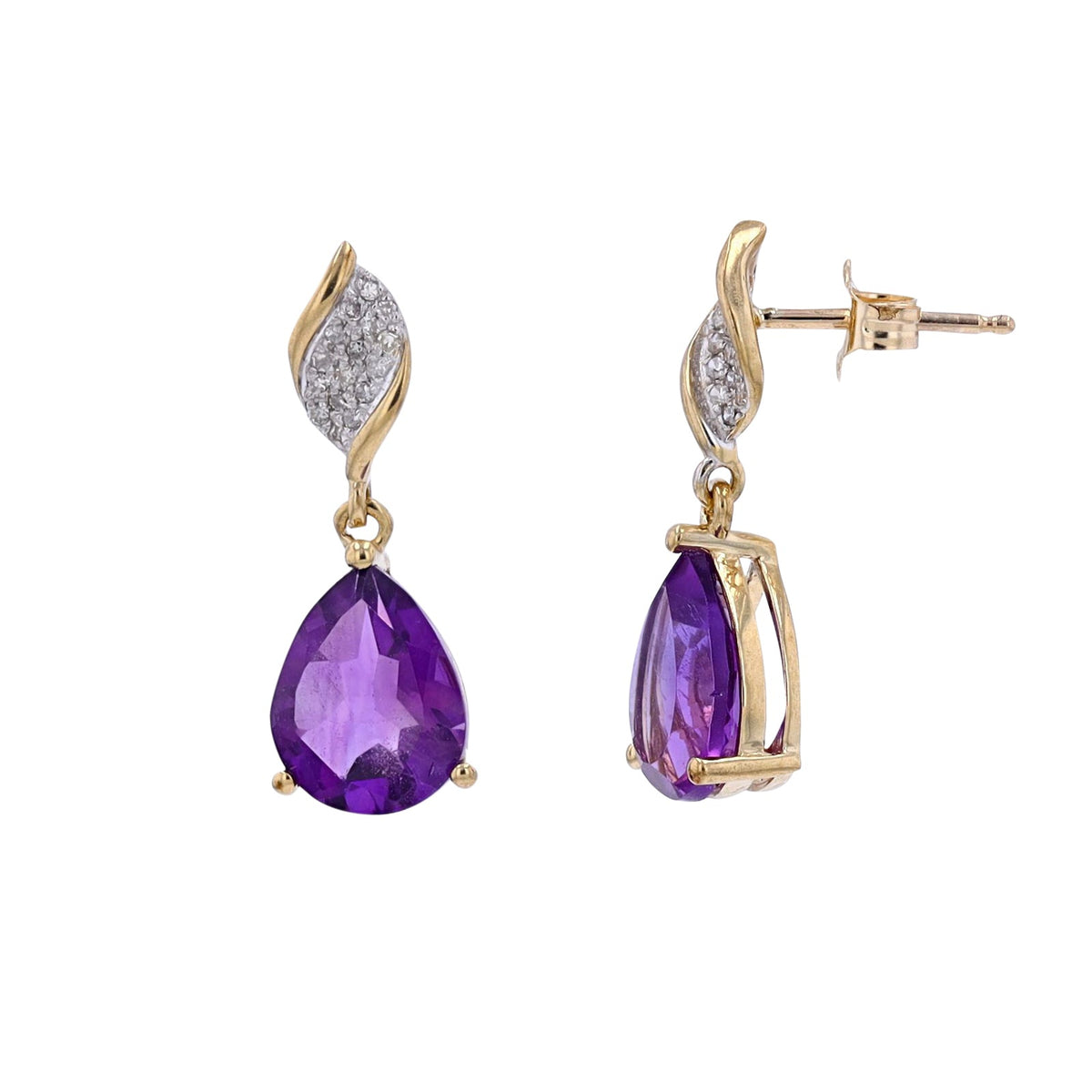 10K YG Amethyst Drop Earrings
