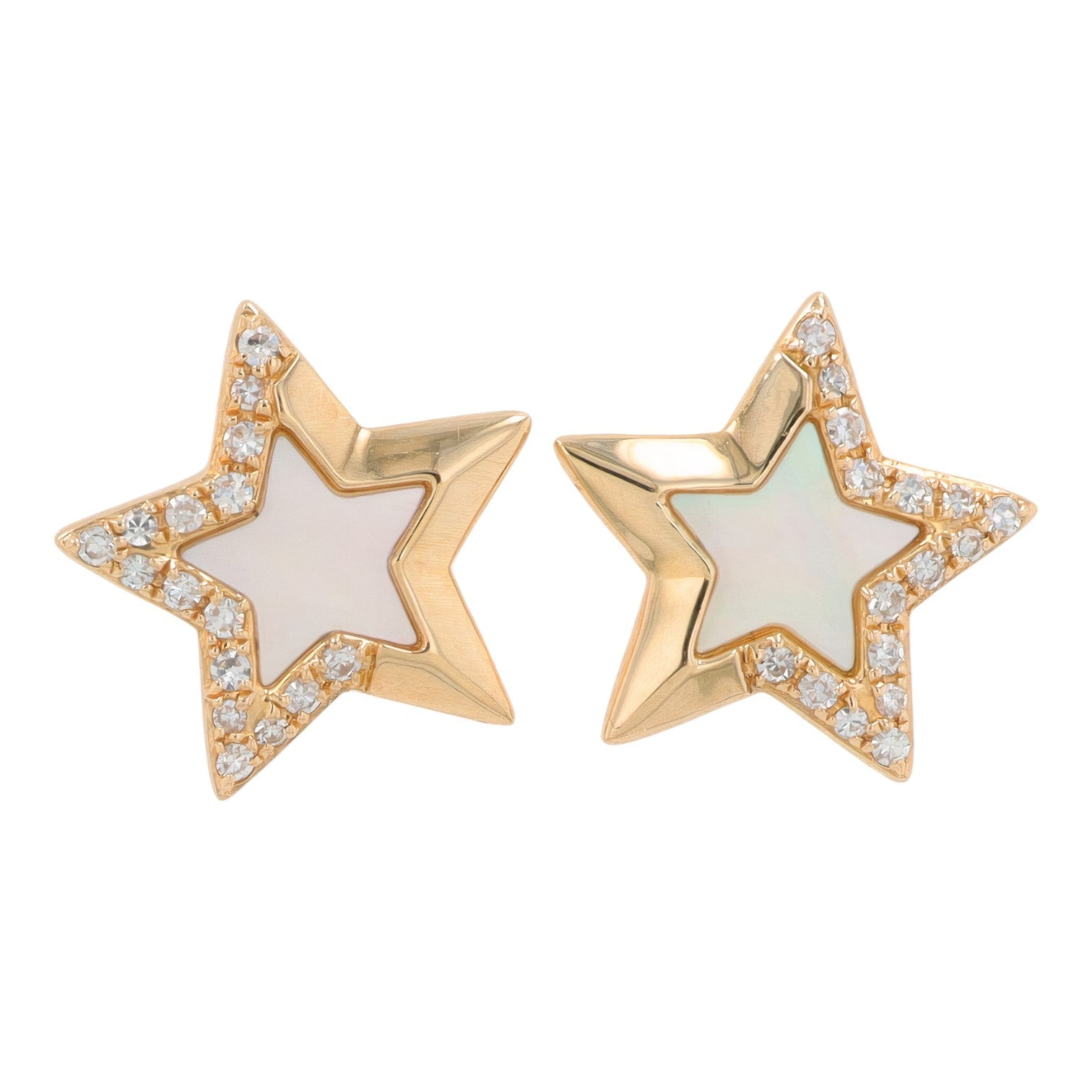 14K EFFY YG Mother of Pearl Star Studs