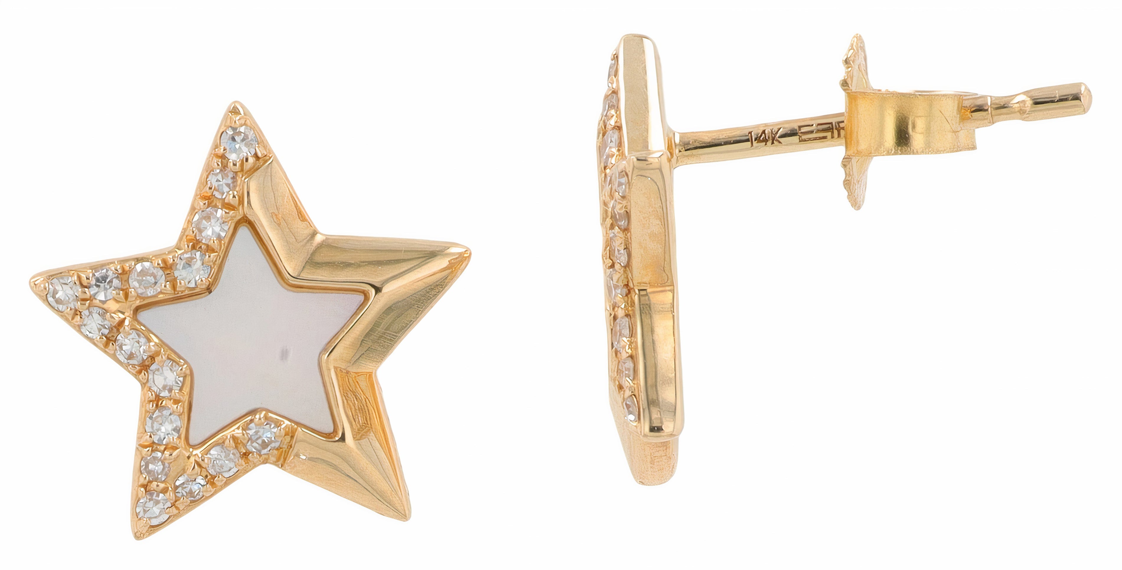 14K EFFY YG Mother of Pearl Star Studs