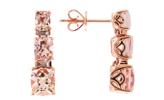 14K EFFY RG 3.75 CT Morganite Three Stone Earrings