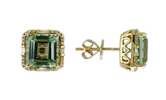 14K EFFY YG 6.08 CT Green Amethyst Earrings