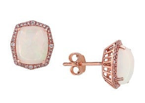 14K EFFY RG 4.65 CT Opal Halo Earrings