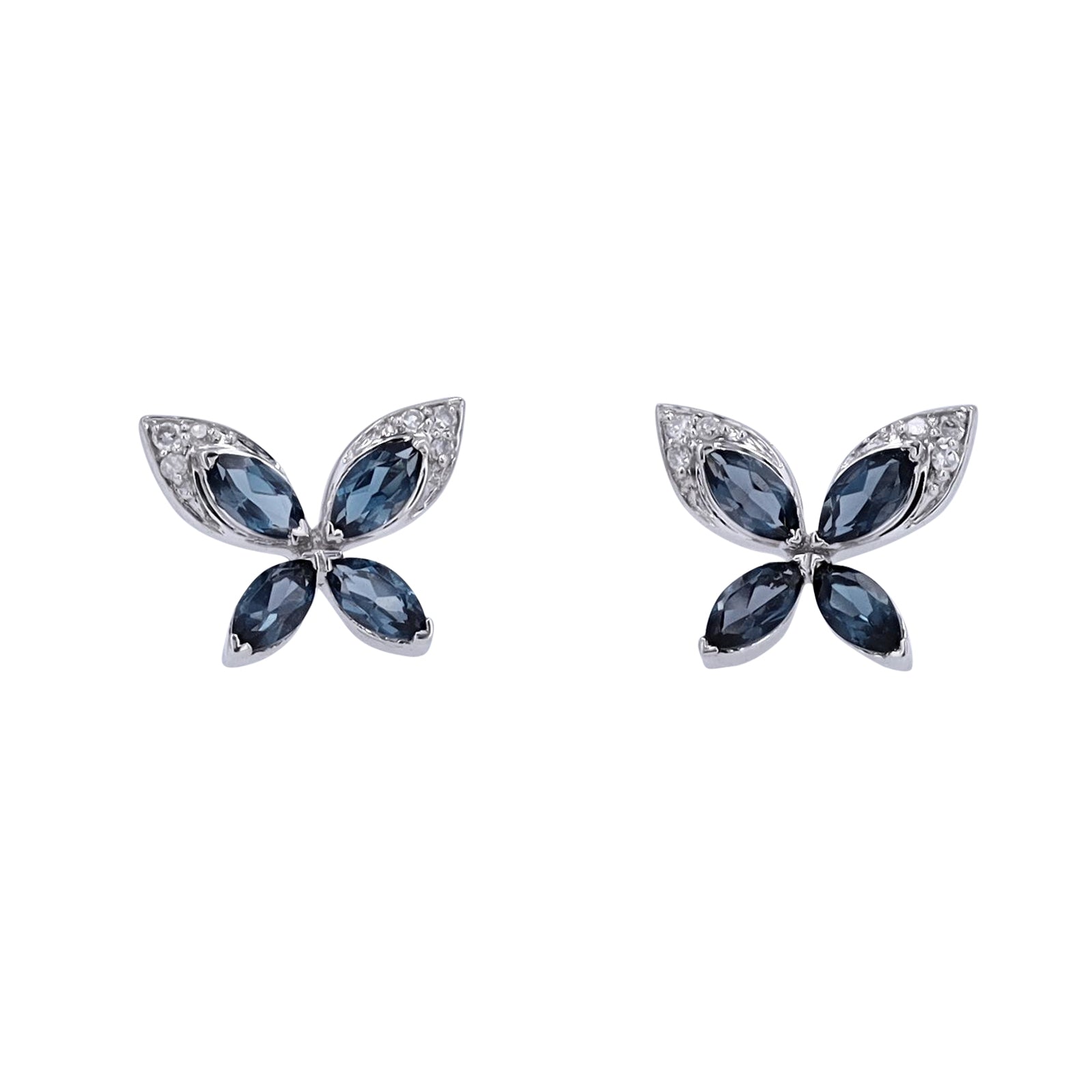 10K WG London Blue Topaz Butterfly Studs
