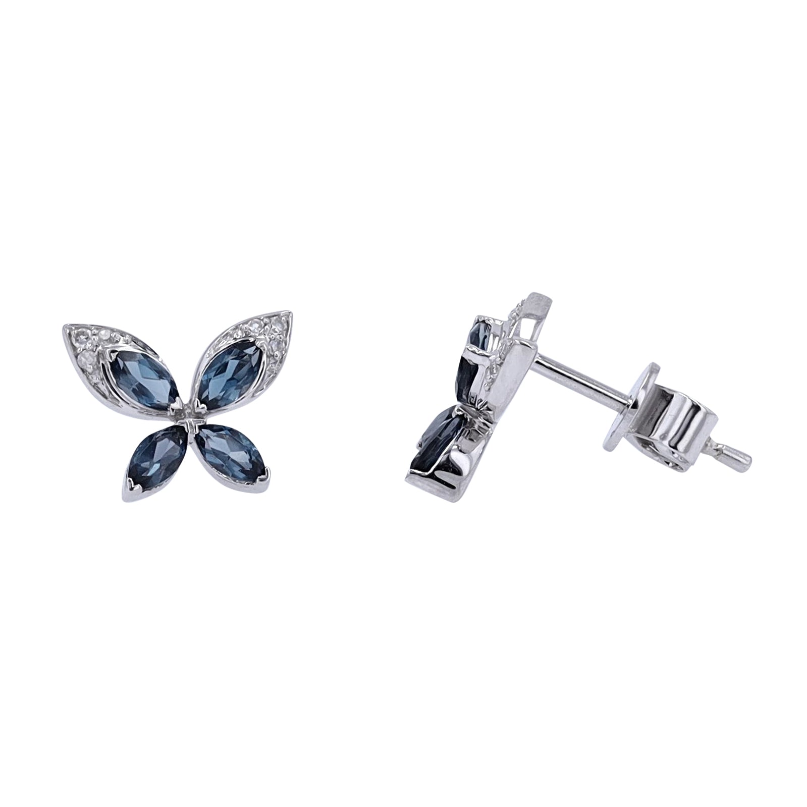 10K WG London Blue Topaz Butterfly Studs